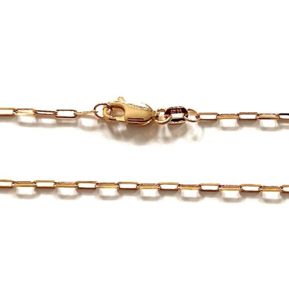 14k Solid Gold paperclip necklace | 1.5 mm paperclip chain | 16 inches long | - Picture 5 of 10